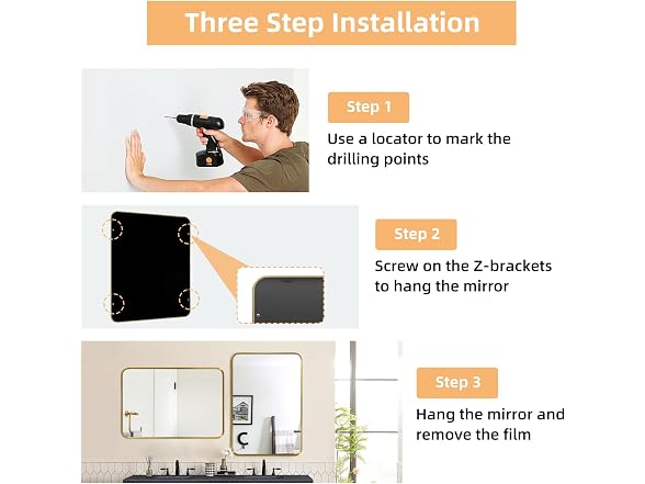 GlasFlength Gold Bathroom Mirror 40x30"