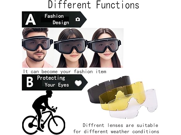 NIZEFEI Tactical Goggles, 3 Lenses