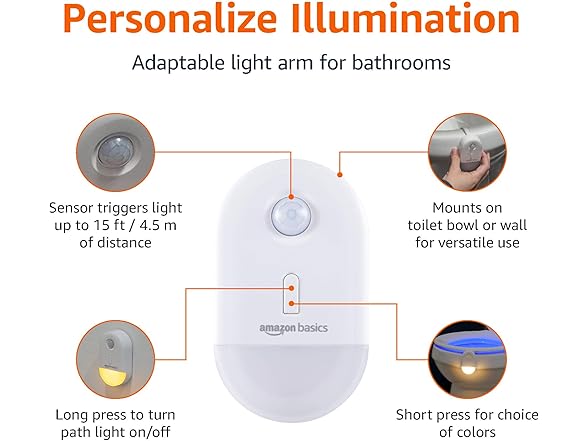 Amazon Basics Color Changing LED Toilet Bowl Light, 2PK