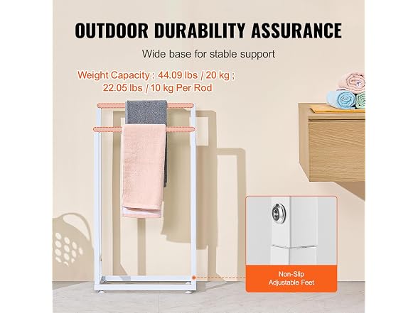 Towel Rack, 2 Bars Metal Outdoor Towel