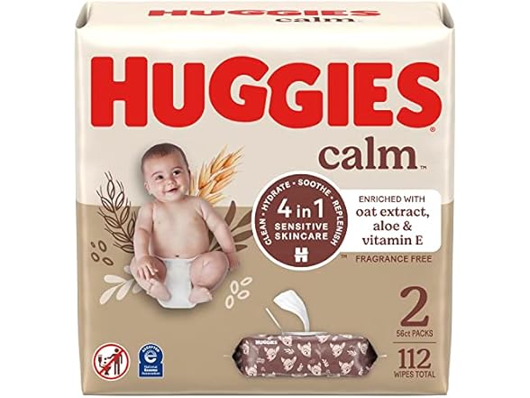 2PK HUGGIES Calm Baby Diaper Wipes, Unscented