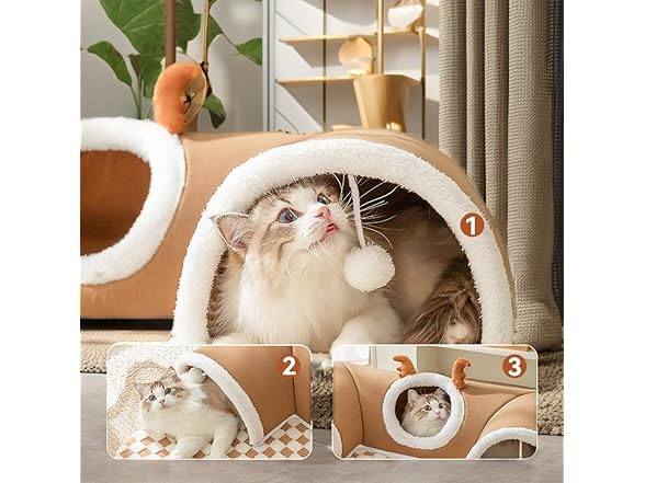 GoofyPet Washable Cat Play Tunnel & Bed Set