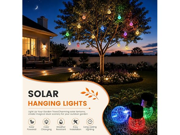 GIGALUMI Solar Hanging Lights, 24 Pc