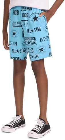 Converse Boys' Logo AOP French Terry Shorts, Baltic Blue, 5