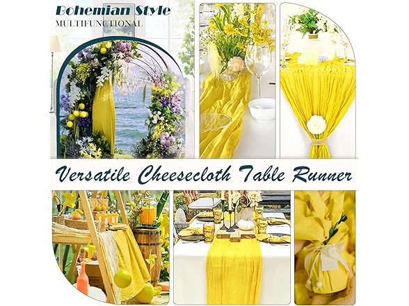 Gold Yellow Cheesecloth Table Runner
