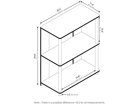 Furinno Jaya Simple Design 3-Tier Bookcase
