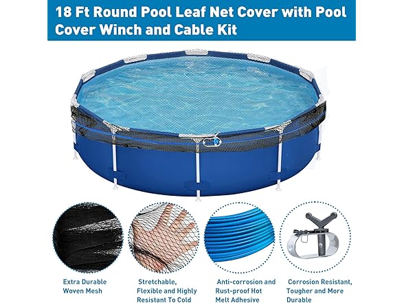 Feoang 18 Feet Round Leaf Net Pool Cover