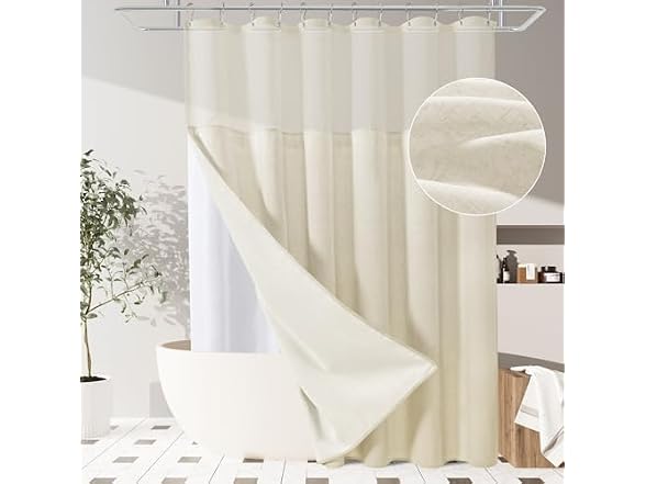 BOODII Linen Shower Curt with Liner Set