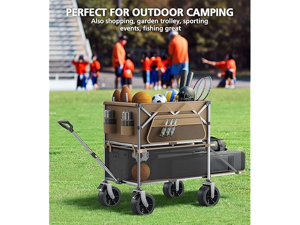 Everyfun 480Lbs Foldable Double Decker Wagon Cart
