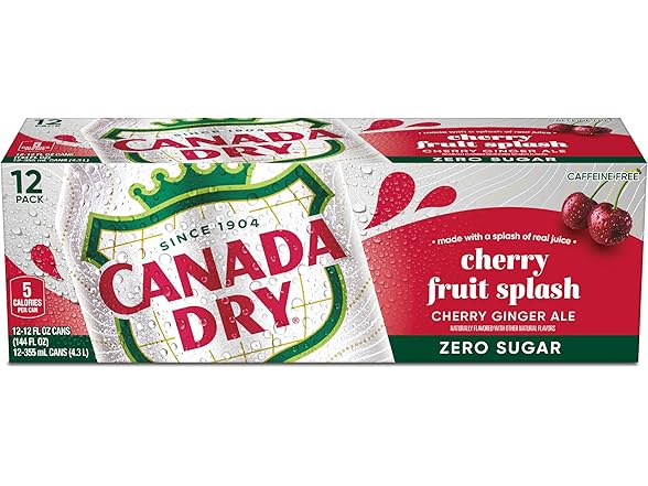 12PK Canada Dry Zero Sugar Cherry Ginger Ale