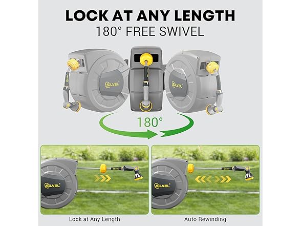 SILVEL 1/2 in x 110 FT Retractable Garden Hose Reel