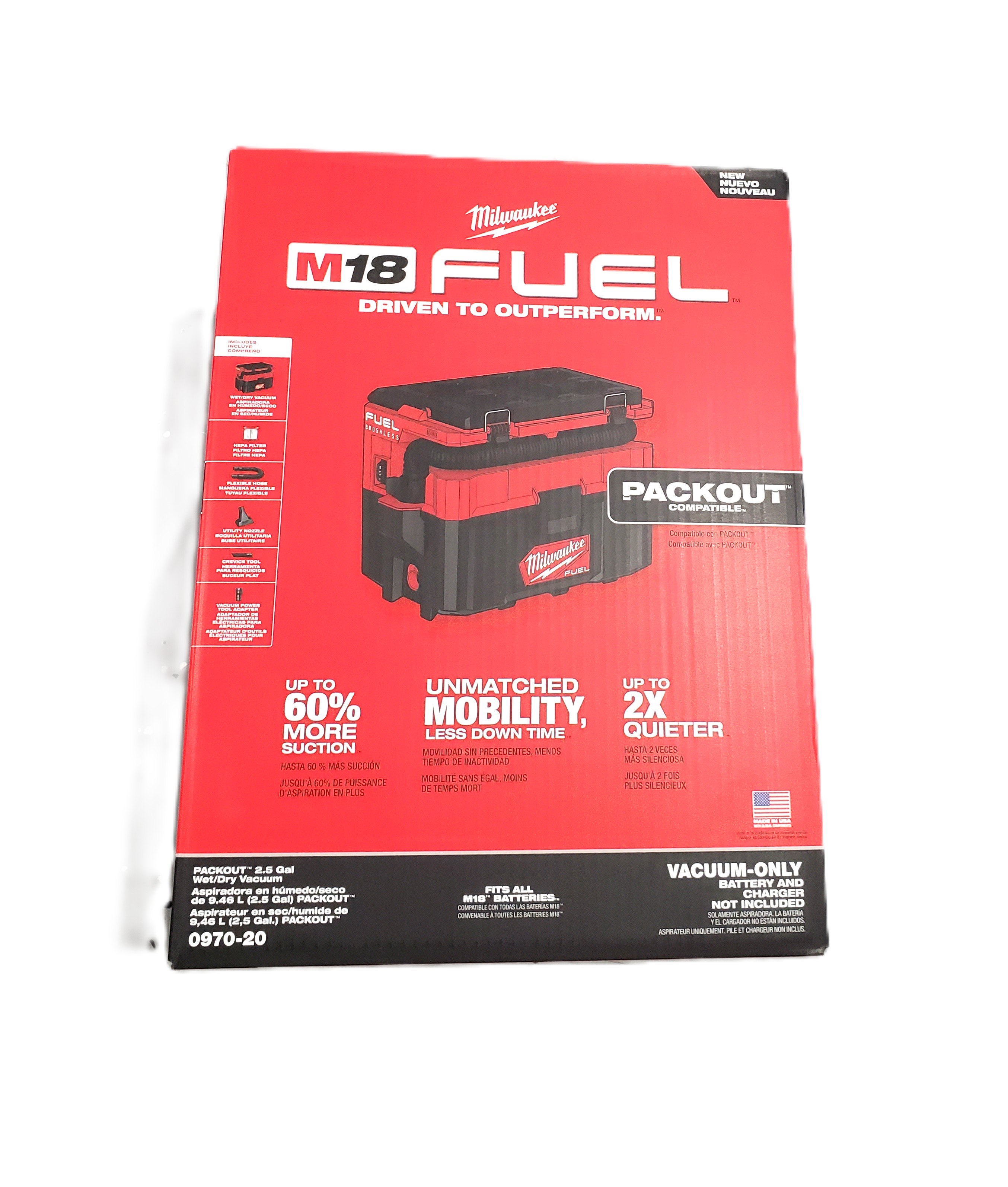 Milwaukee 0970-20 M18 18V PACKOUT 2.5G Wet/Dry Vac - Gallery 5