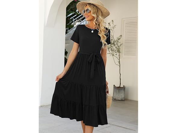 Lyrur Women (M) Summer Casual Short Sleeve Dress