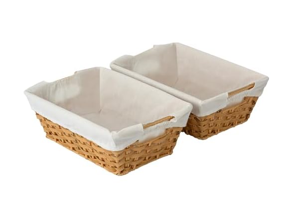 Suptinwear Paper Rope Storage Basket with Liner & Handles