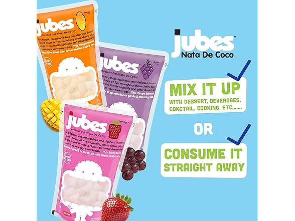 6PK Jubes Lychee Nata De Coco Jelly Cubes 12.7 oz