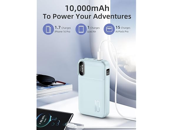 RORRY 10000mAh Power Bank w/ Wall Plug 22.5W