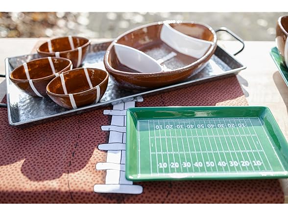 Boston International Football Party Platter with Three Bowls