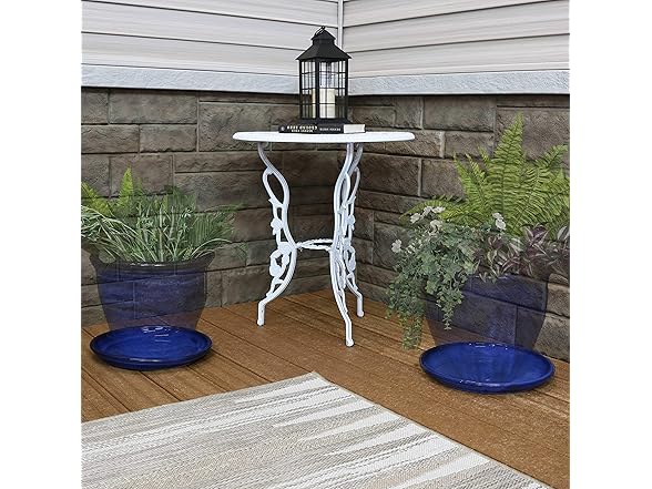 2PK Sunnydaze Decor AP-220 Ceramic Saucers 12" Blue