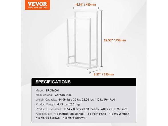 Towel Rack, 2 Bars Metal Outdoor Towel