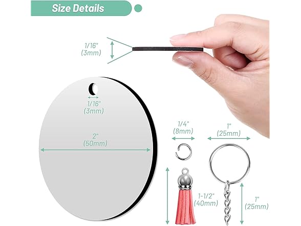 Generic  120 Pcs Acrylic Keychain Blanks