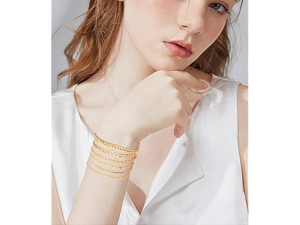 ZZM Story 6Pcs 18k Gold Plated Bracelet Set