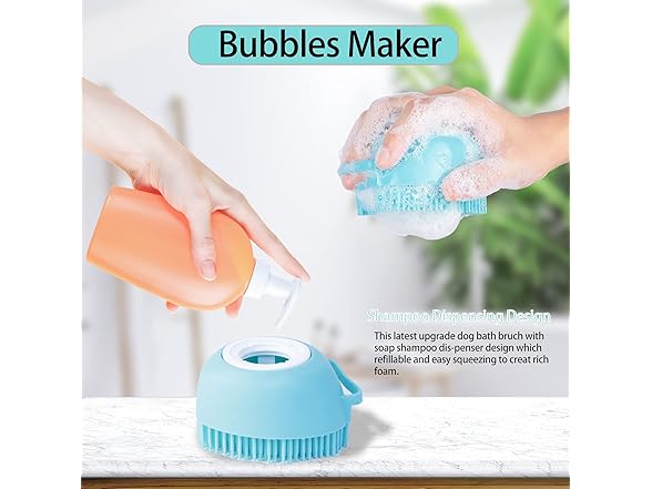 Airfly (2 Pack) Dog Bath Brush Comb Silicone Rubber