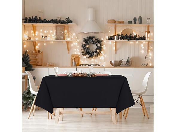 ABCCANOPY 2 Pack Rectangle Polyester Tablecloth Balck
