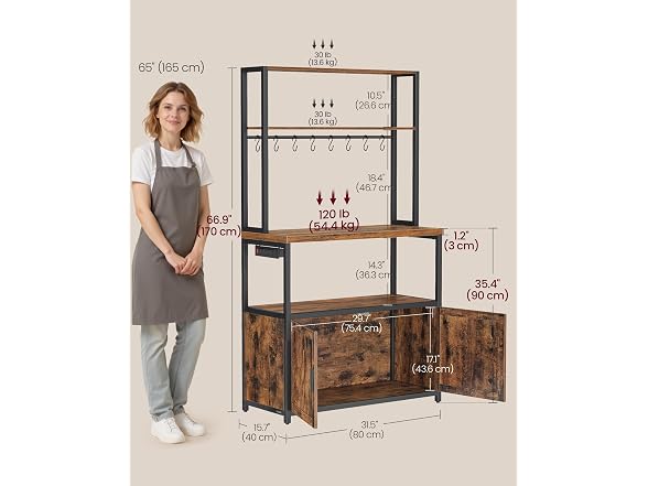 VASAGLE Baker's Rack, Microwave Stand with Cabinet, 31.5 In