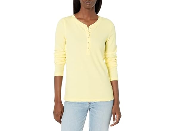 GAP Yellow Ribbed LS Henley (XS)