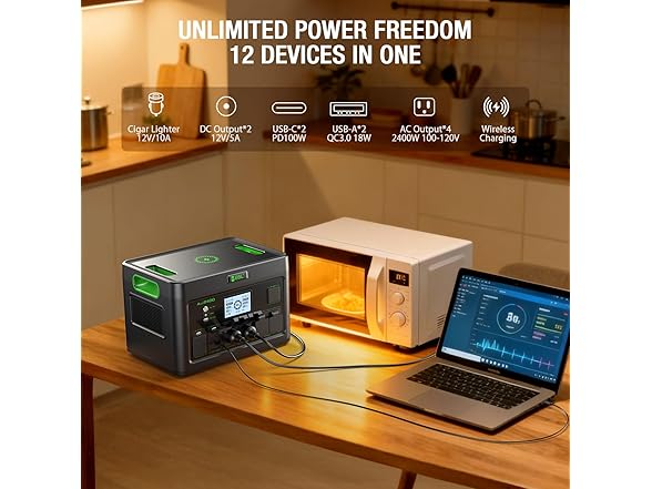EBL 2400W Portable Power Station LiFePO4 Battery,