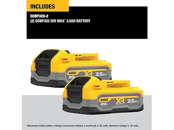 DEWALT DCBP320-2 20V MAX XR 3.5Ah Battery, 2 Pack