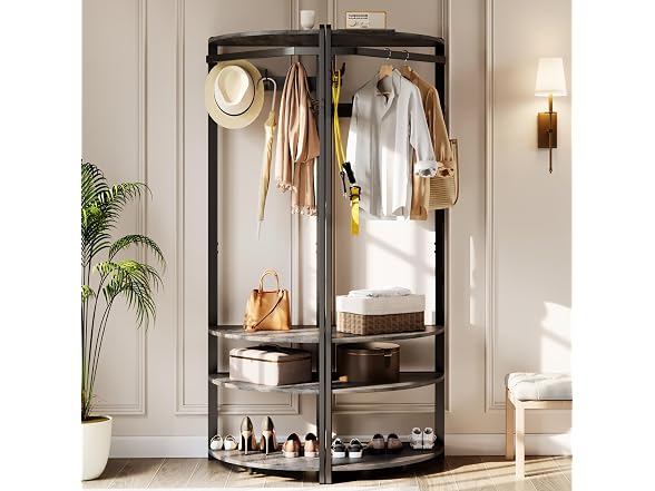 MOVECOM Coat Rack with Shoe Storage,Grey
