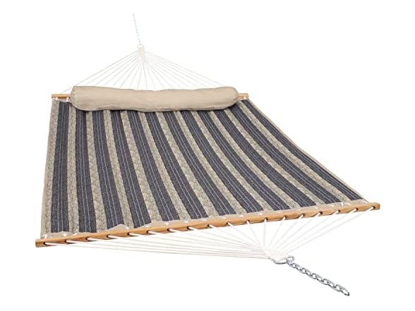 Sunnydaze Quilted Double Hammock for Outside with Pillow