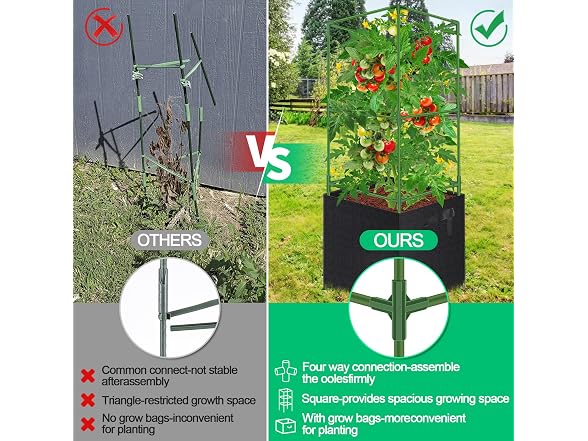 WLLEYAY 3 Pack Square Tomato Cages