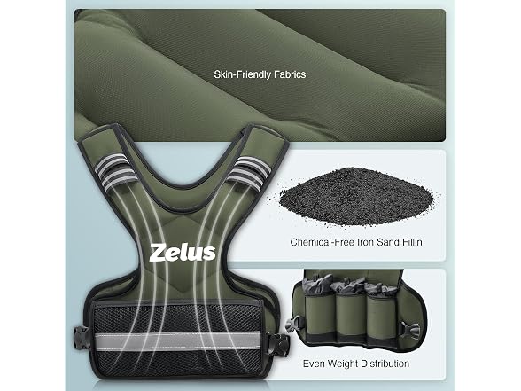 ZELUS Green Adjustable Weighted Vest 4-10lbs