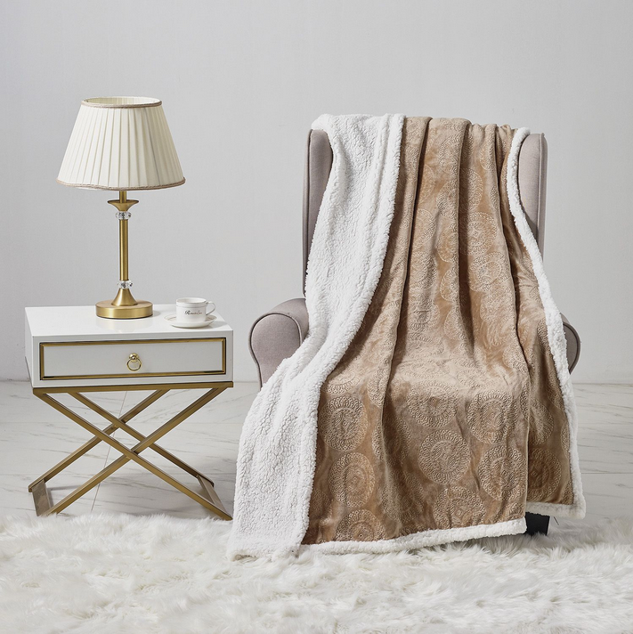 Caesar Embossed Sherpa Throw - Gallery 7