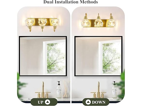 Yochoice 3-Light Gold Bathroom Light Fixtures