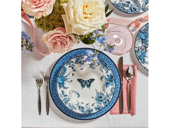 Marchesa Monarcha 4-Piece Dinner Plate Set Porcelain Blue