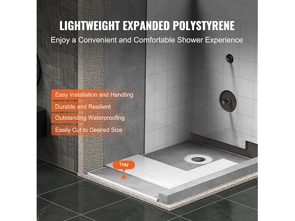 Shower Curb Kit, 60"x38" Shower Pan Kit with