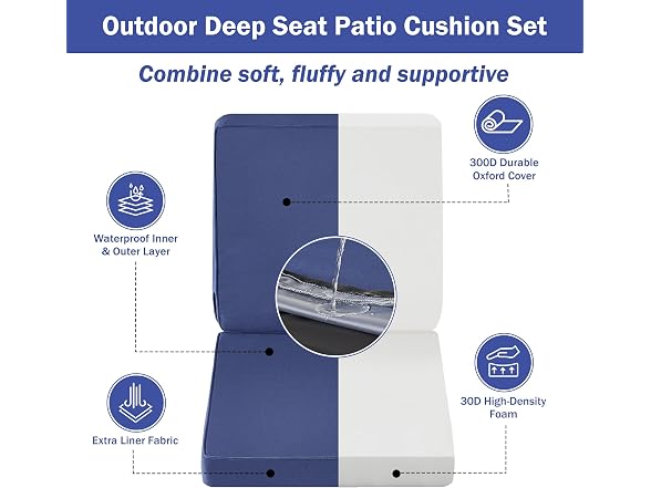 IPYNBAP Outdoor Chair Cushions 24x24x4