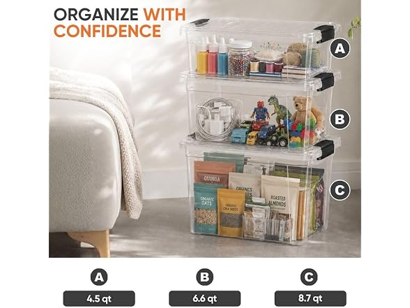 Superio 6.6 Quart Clear Plastic Storage Boxes 18 PK