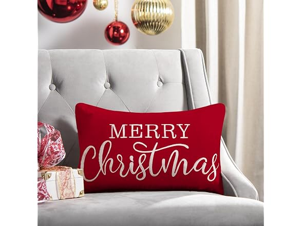 Red Christmas Lumbar Pillow Cover