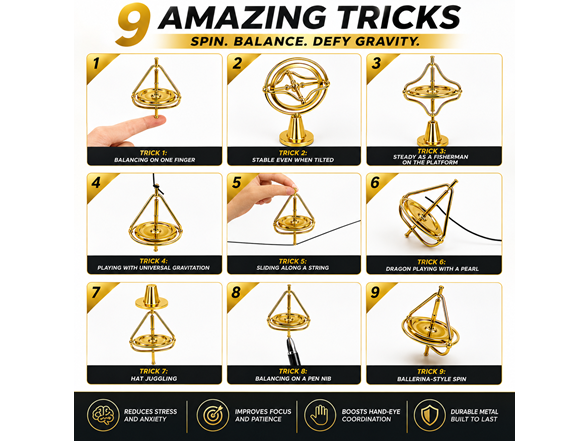 Anti-Gravity Gyroscope Toy - Gold