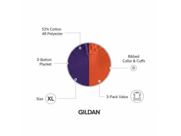3-Pack Gildan XL Polos Cotton Blend