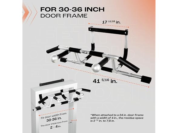 Yes4All Door Pull Up Bar 300lb Gray