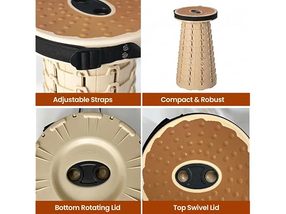 Collapsible Telescopic Round Stool Beige