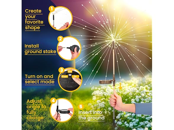GIGALUMI 2-Pack Solar Firework Lights