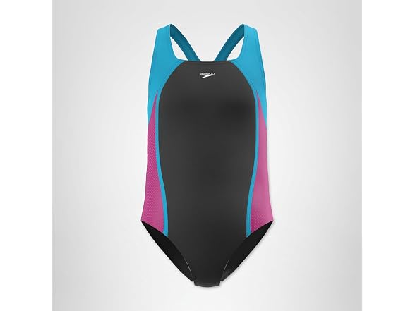 Speedo One-Piece Swimsuit, Mesh Black (16)