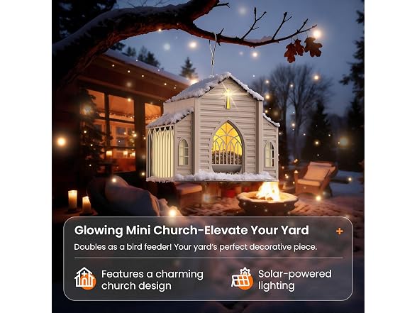 MrCrafts Church Bird Feeder Solar Light