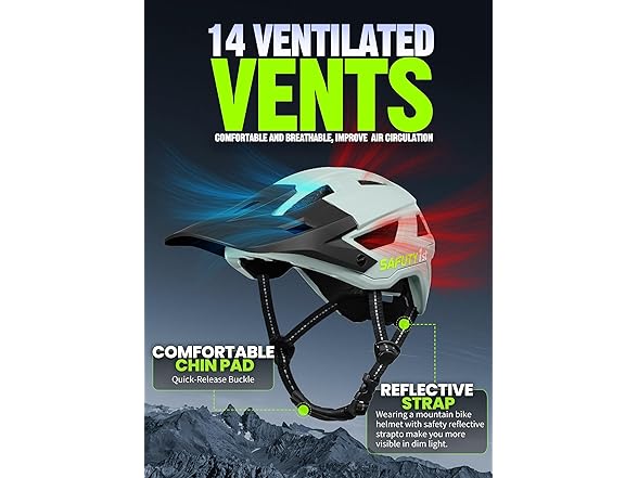 Light Blue Mountain Bike Helmet for Adults